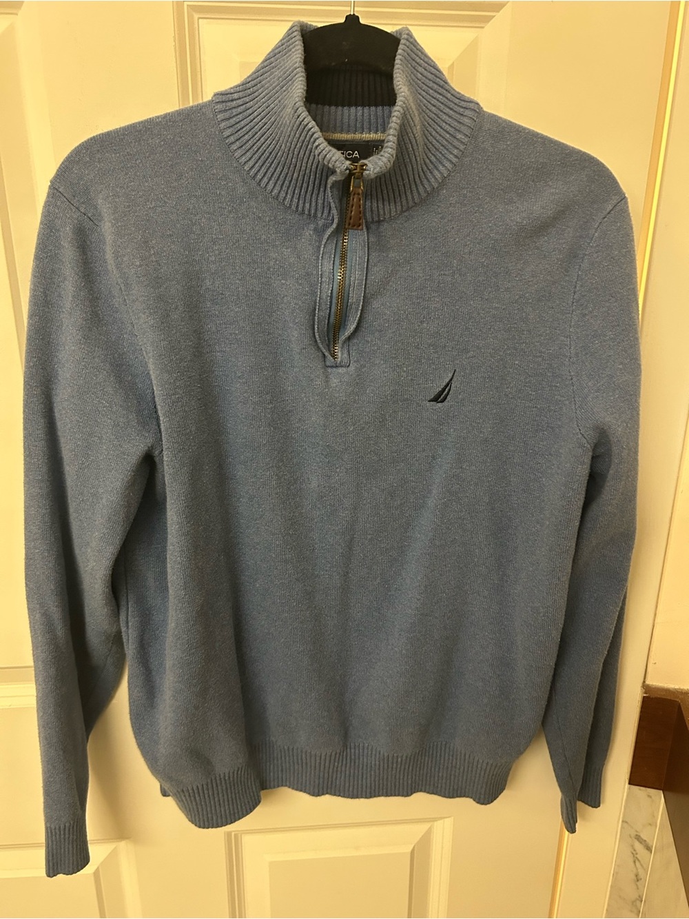 Nautica Men's Sky Blue Half-Zip Pullover Sweater